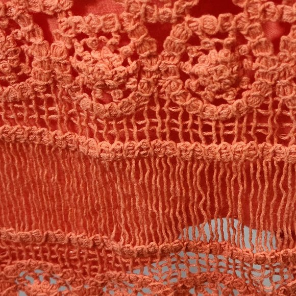 Crown & Ivy PL Orange Crochet 100% Cotton Tunic With Scoop Neck and Eye Opening - Picture 10 of 15